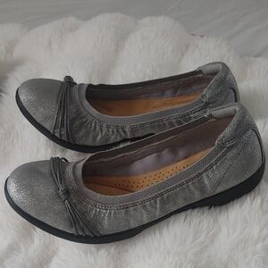 Clarks Metallic Gray Women's Flats